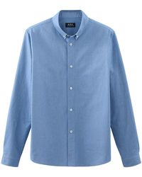 A.P.C. - A. P.c. Men's Button-down Shirt Size: Small In Navy - Lyst