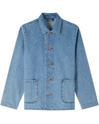 A.P.C. - A. P.c. Men's Kerlouan Logo Jacket Size: Medium In Pale Blue - Lyst