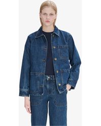 A.P.C. - A. P.c. Silvana Logo Jacket 34 Stonewashed Indigo - Lyst