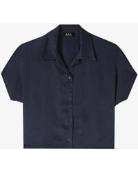 A.P.C. - A. P.c. Miley Short-sleeve Shirt 34 Navy Blue - Lyst
