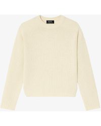 A.P.C. - A. P.c. Women's Short Crew Neck Sweater Size: Extra Small In Ecru - Lyst