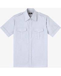 A.P.C. - A. P.c. Miles Short-sleeve Shirt S Light Grey - Lyst