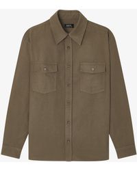 A.P.C. - A. P.c. Solid-colour Cotton Overshirt M Khaki Green - Lyst