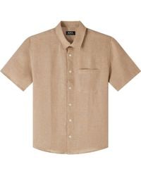 A.P.C. - A. P.c. Bellini Logo Short-sleeve Shirt M Beige - Lyst