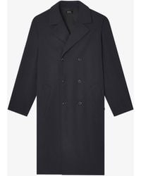 A.P.C. - A. P.c. Double-breasted Coat Xs Navy Blue - Lyst