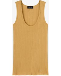 A.P.C. - A. P.c. Fitted Lisle Thread Tank Top S Mustard - Lyst