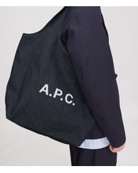 A.P.C. - A. P.c. Men's Ninon Tote Bag One Size In Dark Indigo - Lyst