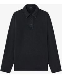 A.P.C. - A. P.c. Long-sleeve Unisex Polo Shirt Mens Xxs Black - Lyst