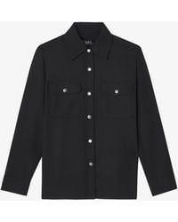 A.P.C. - A. P.c. Wool Overshirt 34 Black - Lyst