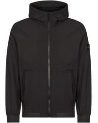 Stone Island Soft Shell-r Jacket With Black Hood for Men | Lyst