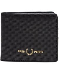 Fred Perry Cut And Sew Tipped Billfold Wallet Chocolate With Box