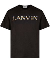 Lanvin Curb Logo-appliquéd Cotton T-shirt - Black
