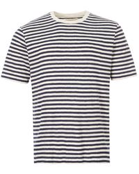 Folk T-shirt Ecru / Navy Stripe - Blue