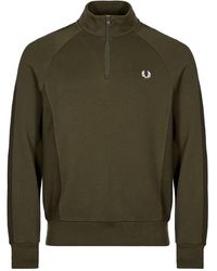 Fred Perry Reverse Half Zip Sweat - Hunting - Green