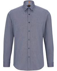 BOSS - Rickert Oxford Regular Fit Ls Shirt Navy Small - Lyst