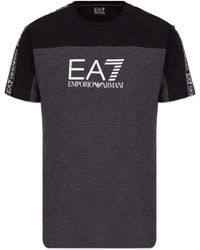 EA7 Armani Ea7 Colour-block Tape T-shirt - Grey