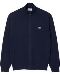 Lacoste - Ah1957 Full Zip High Neck Cotton Knit - Lyst