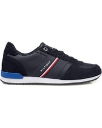 Tommy Hilfiger Iconic Runner Leather Suede Mix Trainer Desert Sky - Blue