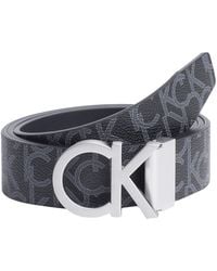 Calvin Klein Reversible Monogram Belt Black - Multicolour
