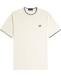 Fred Perry - Trim Detail Crepe Piqué T-Shirt - Lyst