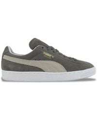 PUMA Gray And White Suede Classic Sneakers