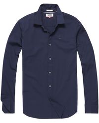 Tommy Hilfiger Cotton Stretch Slim Fit Shirt in Blue for Men - Save 69% |  Lyst