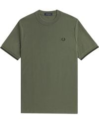 Fred Perry - Tipped Cuff Honeycomb Pique T-Shirt - Lyst