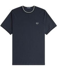 Fred Perry - Trim Detail Crepe Piqué T-Shirt - Lyst