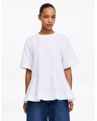 ARKET - Pima Cotton Peplum T-Shirt - Lyst