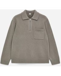 ARKET - Knitted Wool Zip Polo Shirt - Lyst