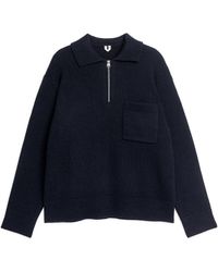 ARKET - Knitted Wool Zip Polo Shirt - Lyst