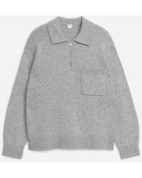 ARKET - Knitted Wool Zip Polo Shirt - Lyst