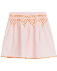 ARKET - Embroidered Linen Skirt - Lyst
