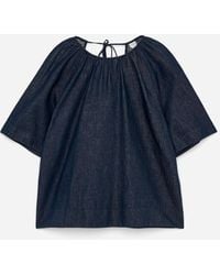 ARKET - Gathered Denim Blouse - Lyst