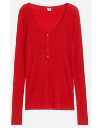ARKET - Wool Jersey Henley Top - Lyst