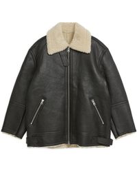 ARKET - Pile-lined Leather Jacket - Lyst