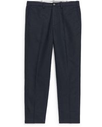 ARKET - Regular Cropped Cotton-linen Trousers - Lyst