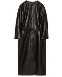 ARKET Ledermantel Mit Gürtel - Schwarz