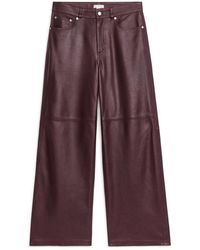 ARKET - Wide-leg Leather Trousers - Lyst
