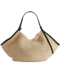 ARKET - Leather-detailed Straw Bag - Lyst