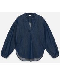 ARKET - Volume-Sleeve Denim Blouse - Lyst