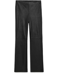 ARKET - Cropped Stretch Leather Trousers - Lyst