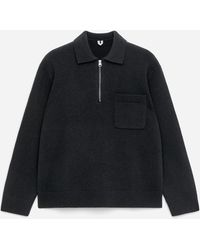 ARKET - Knitted Wool Zip Polo Shirt - Lyst