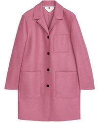 ARKET Jersey Wool Coat - Pink