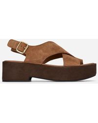 ARKET - Split Suede Wedge Sandals - Lyst