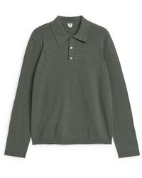 ARKET - Knitted Polo Shirt - Lyst