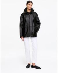ARKET - Funnel-Neck Leather Jacket - Lyst