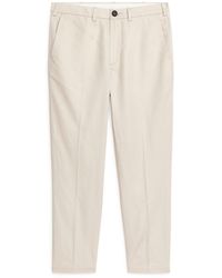 ARKET - Regular Cropped Cotton-linen Trousers - Lyst