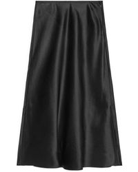 ARKET Bias-cut Satin Skirt - Black