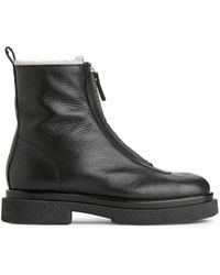 ARKET - Faux Fur Leather Boots - Lyst